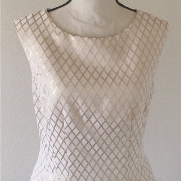 White House Black Market Gold/Cream Dress - Picture 3 of 5